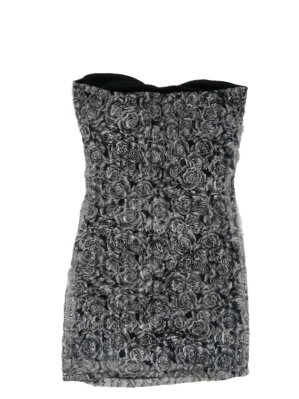 Vestido gris floreado strapless | Closet Revolution