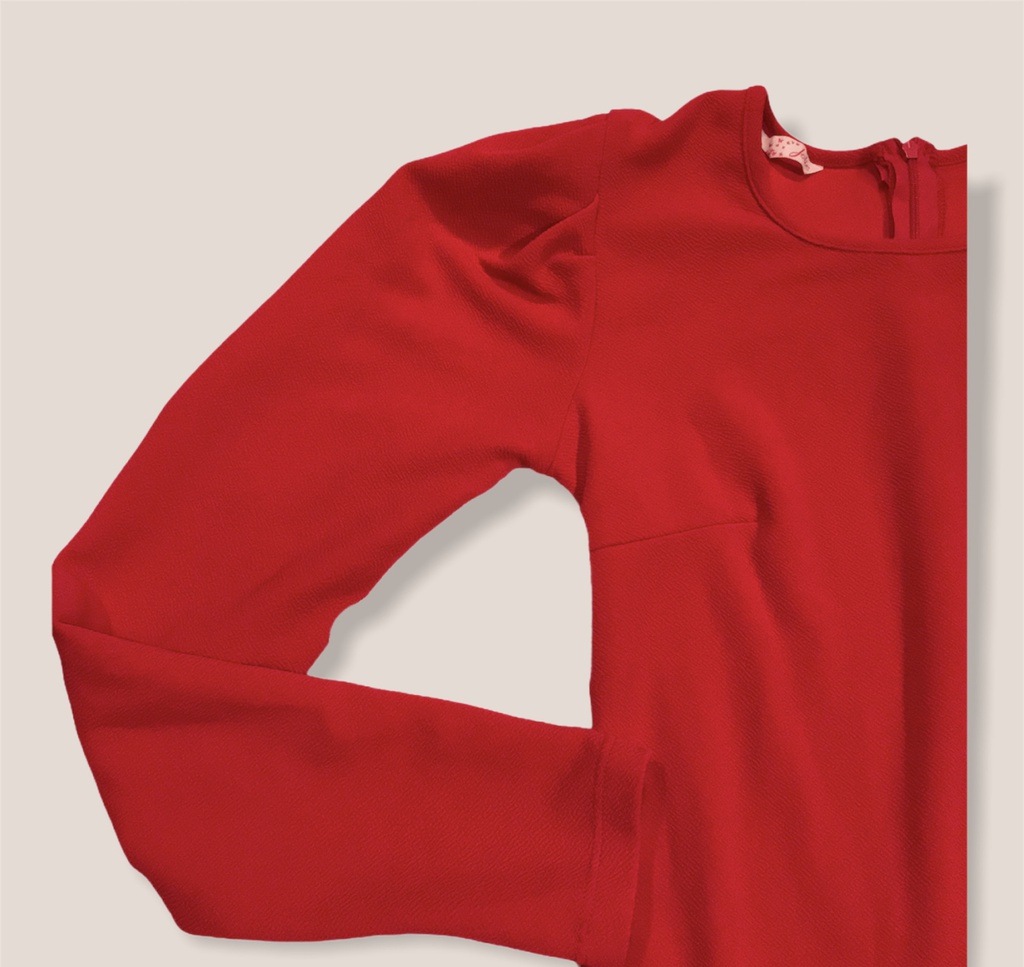 Vestido rojo corto manga larga talla L | Closet Revolution